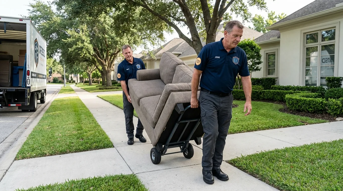 Local residential moving crew loading furniture in Curtice, OH